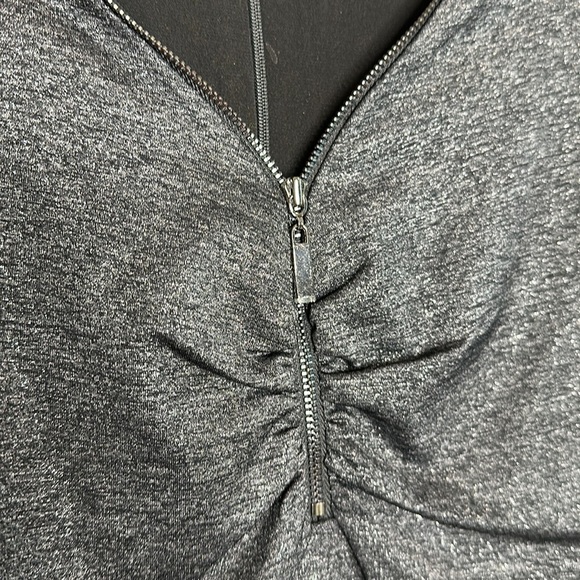 CACHE Metallic Shimmer Body Con Midi Dress | Size: Small | Dark Gray & Silver - Picture 4 of 12